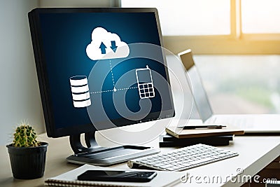 LIVE STREAMING Backup Download Computing Digital Data transferring , STREAMING Download Stock Photo