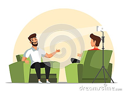 Live streaming, broadcast, bloggers collaboration Vector Illustration