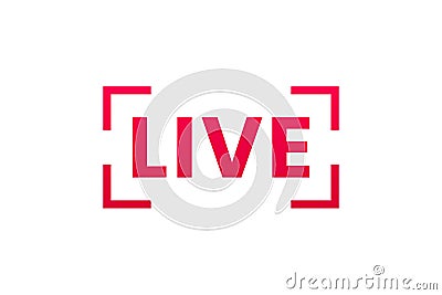 Live streaming icon. Button for broadcasting, livestream or online stream. Template for tv, online channel, live Vector Illustration