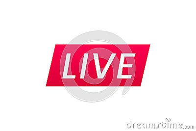 Live streaming icon. Button for broadcasting, livestream or online stream. Template for tv, online channel, live Vector Illustration