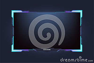 Live streaming overlay for online gamers. Gaming frame and streaming template with blue color. Simple streaming overlay and screen Vector Illustration