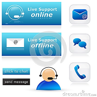 Live support icon set Vector Illustration