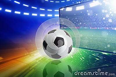 Live television broadcast of soccer match Stock Photo