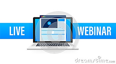 Live Webinar Button, icon. Vector stock illustration Vector Illustration