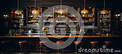 Lively bar with artisanal cocktails, stylish glassware, and mesmerizing bokeh lighting Stock Photo