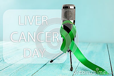 Liver Cancer and Hepatitis B - HVB Awareness month ribbon, Emerald Green or Jade ribbon Stock Photo