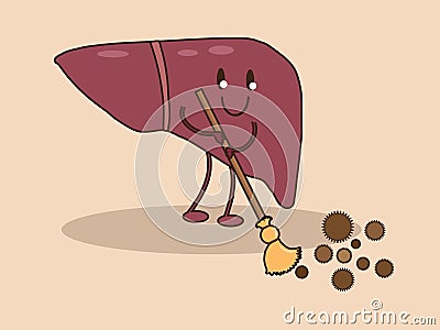 The liver is cleaned of harmful substances Vector Illustration