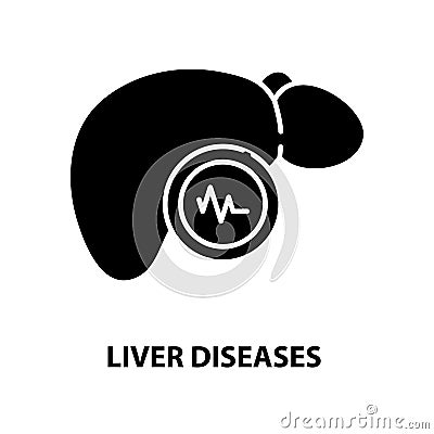 liver diseases icon, black vector sign with editable strokes, concept illustration Cartoon Illustration
