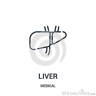 liver icon vector from medical collection. Thin line liver outline icon vector illustration Vector Illustration