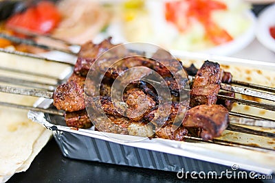 Liver Kebab, Shish kebab Stock Photo