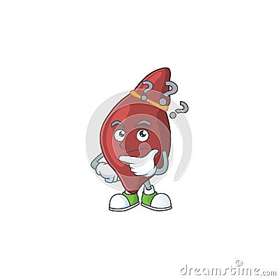 Liver mascot design concept having confuse gesture Vector Illustration