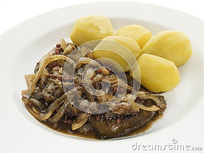 Liver with onions Stock Photo