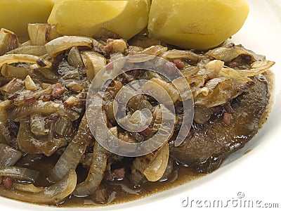 Liver with onions Stock Photo