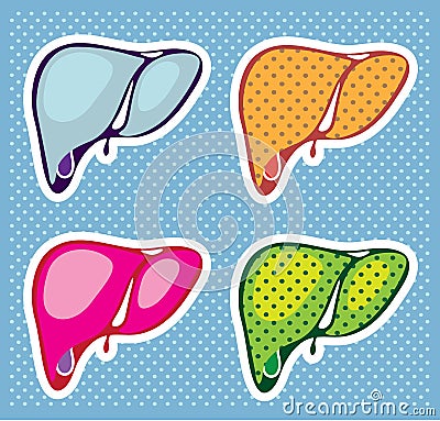 Liver Pop Art Vector Illustration