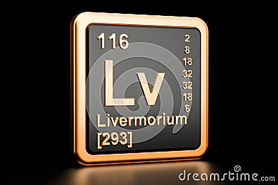 Livermorium Lv chemical element. 3D rendering Stock Photo