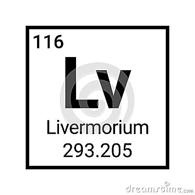 Livermorium science periodic table element chemical symbol Vector Illustration
