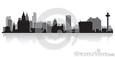 Liverpool England city skyline silhouette Vector Illustration