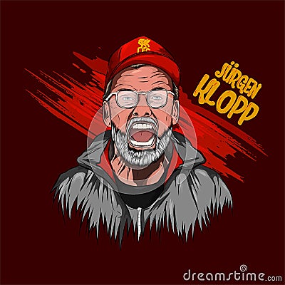 Liverpool coach JÃ¼rgen Klopp victory celebration Vector Illustration