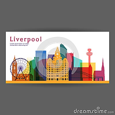 Liverpool colorful architecture vector illustration Vector Illustration