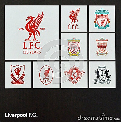 Liverpool football Club badges Editorial Stock Photo