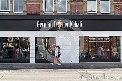 Exterior Outside of German Doner Kebab cafe restaurant viewed from the street Editorial Stock Photo