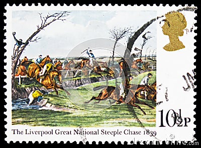 The Liverpool Great National Steeple Chase, Horseracing Paintings serie, circa 1979 Editorial Stock Photo