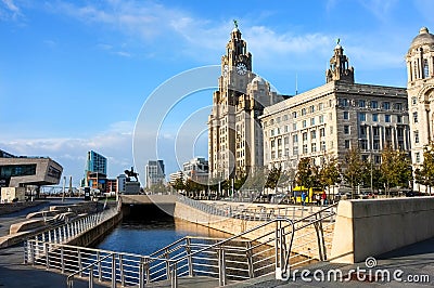 Liverpool Liver Building and seafront Editorial Stock Photo