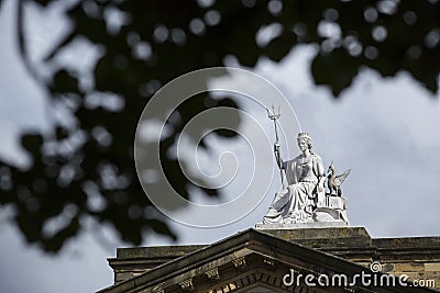 Liverpool, Merseyside. June 2014, External View of the statue atop the Walker Art Gallery Editorial Stock Photo