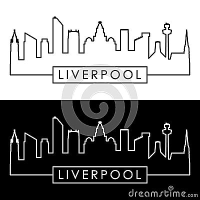 Liverpool skyline. Linear style. Vector Illustration