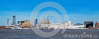 Liverpool waterfront and the river Mersey Editorial Stock Photo