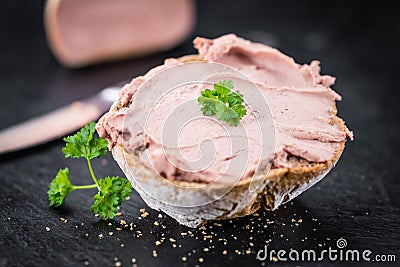 Liverwurst Sandwich selective focus Stock Photo