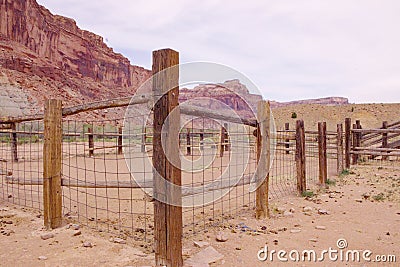 A Livestock Corral in the Wild West Desert Stock Photo