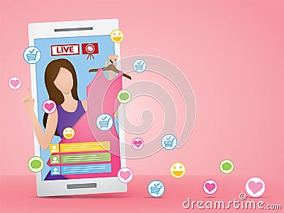 Livestream selling illustration vector. Vector Illustration