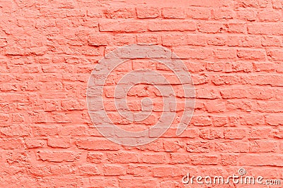 Living coral color brick stone wall background Stock Photo