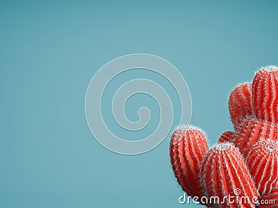 Living Coral color of the Year 2019. Background with cactus in trendy color Cartoon Illustration