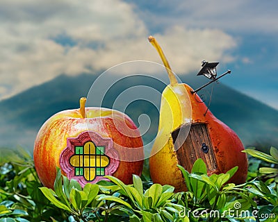 Living in harmony with nature: fresh fruits invite you in Stock Photo