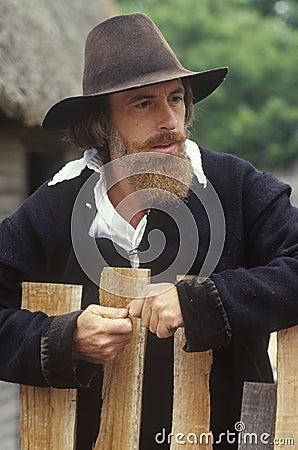 Living history reenactment of Pilgrims Editorial Stock Photo