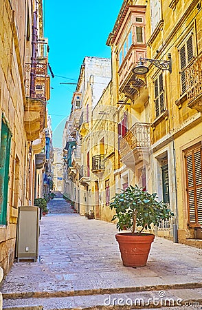 Quiet neighborhoods of Birgu, Malta Stock Photo