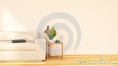 Living room and coffe break area clean design-3D Rendering Stock Photo