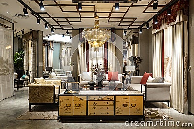 living room decorated in oriental style Stock Photo