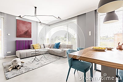 Living room with dining area Stock Photo