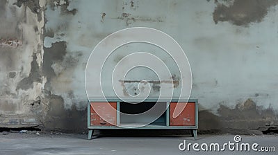 Industrial Brutalist Tv Stand In Retro Vintage Style Stock Photo