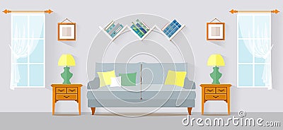 Living room flat style vector illustration. Vector Illustration