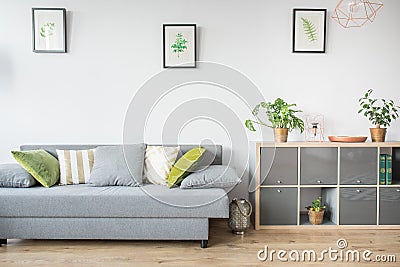 Living room with grey sofa Stock Photo