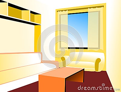 Living room Cartoon Illustration