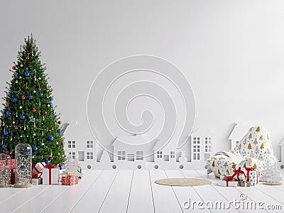 Living room interior with armchair decorated chic Christmas tree Stock Photo