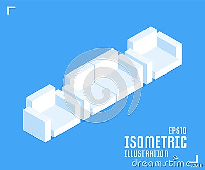 Living room interior. Armchair, sofa icon. Vector illustration in flat isometric 3D style Vector Illustration