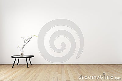 Living Room Interior on empty white wall background - minimal design, 3D rendering Stock Photo