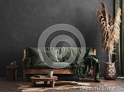 Living room interior, ethnic style Stock Photo