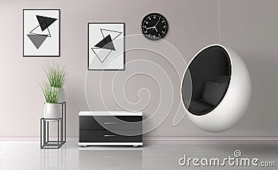 Living room interior realistic vector template Vector Illustration